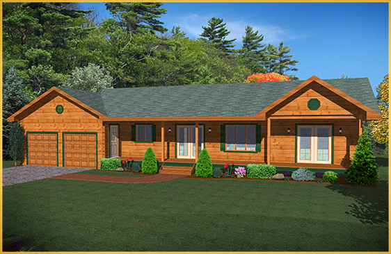 log home 3d rendering aspen model