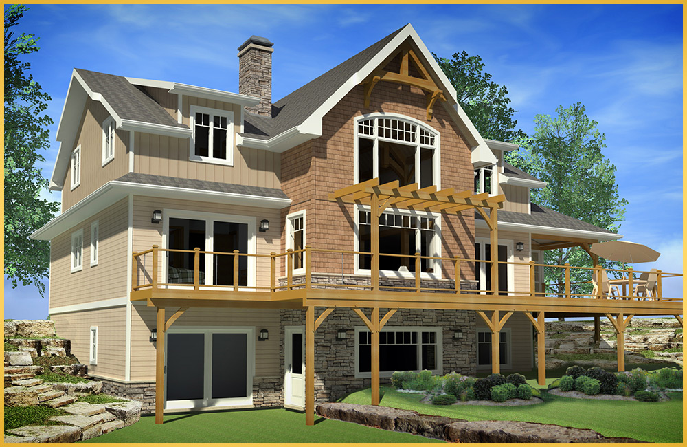 log home 3d rendering belmont model