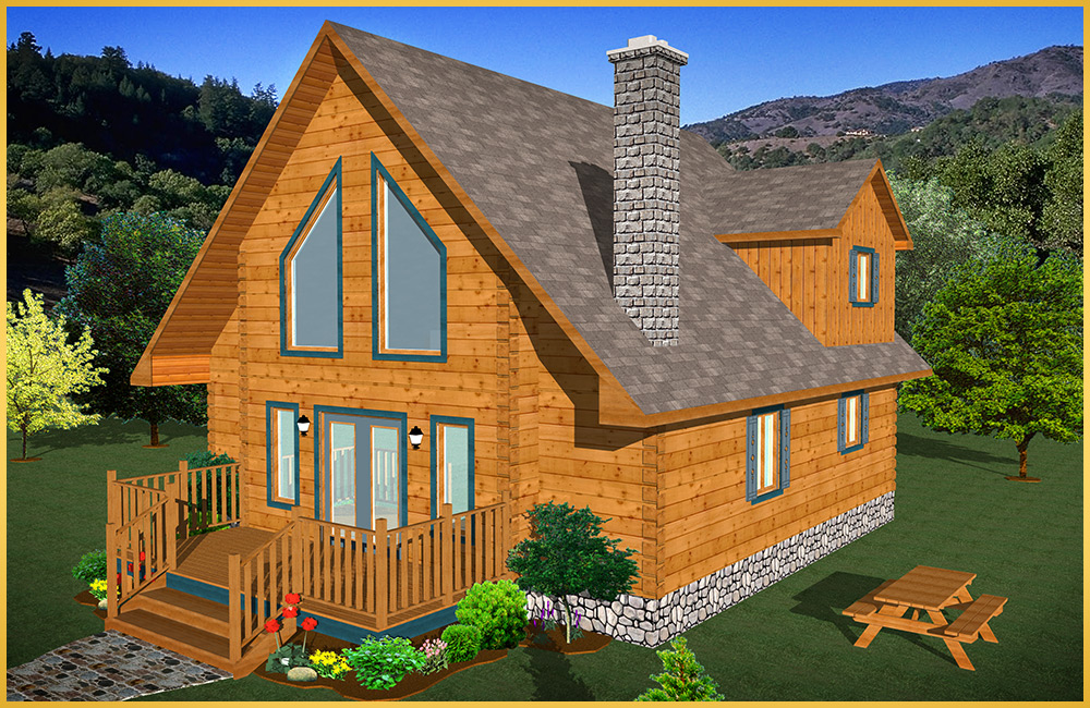 log home 3d rendering cyprus model