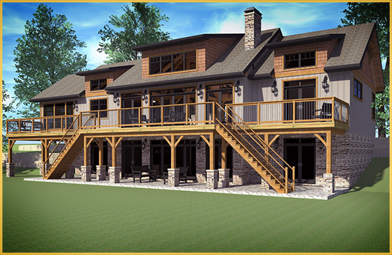 log home 3d rendering baysville model