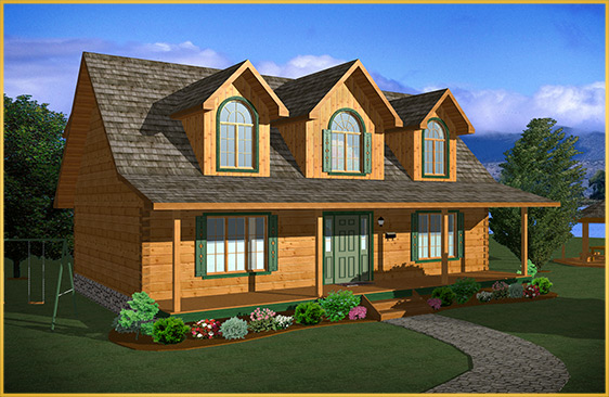 log home 3d rendering cartier model