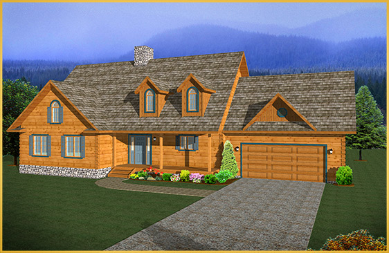 log home 3d rendering heritage model