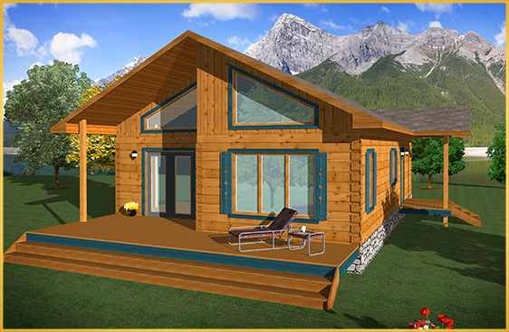 log home 3d rendering mohawk model