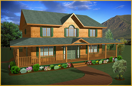 log home 3d rendering niagara model