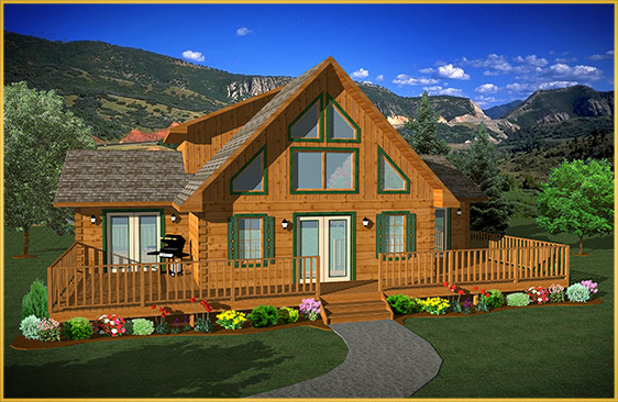 log home 3d rendering wellington model