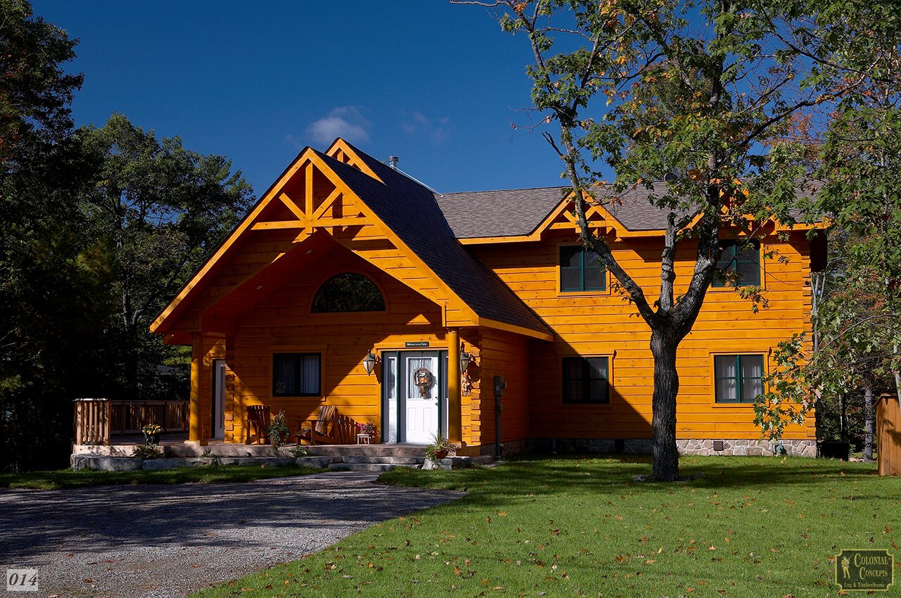 Log home with blue sky, Ontario